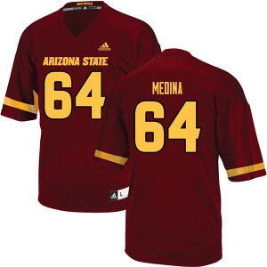 Men's Arizona State University #64 Eddie Medina Maroon Stitch Jerseys 669401-318