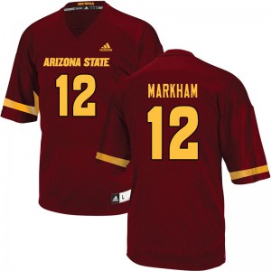 Men's Arizona State University #12 Kejuan Markham Maroon High School Jerseys 495087-865