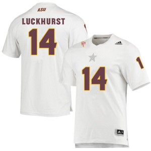 Men Arizona State University #14 Jack Luckhurst White Embroidery Jerseys 965038-949