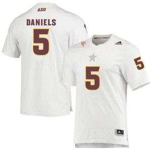 Men's Arizona State #5 Jayden Daniels White Stitched Jersey 685777-698