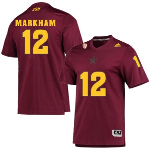 Men's Arizona State #12 Kejuan Markham Maroon Stitch Jersey 688016-667