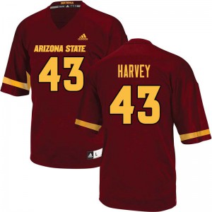 Mens Arizona State Sun Devils #43 Jalen Harvey Maroon High School Jersey 788273-225