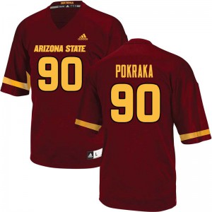 Men's Arizona State University #90 Josh Pokraka Maroon High School Jerseys 588756-752