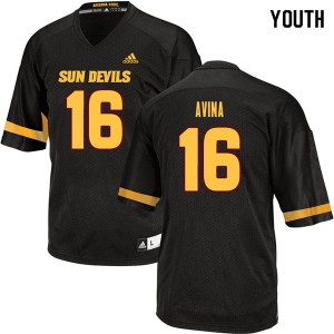 Youth Sun Devils #16 Bobby Avina Black Stitched Jersey 521957-794