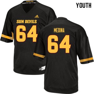 Youth Sun Devils #64 Eddie Medina Black Stitched Jerseys 331325-283