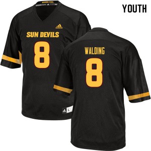 Youth Arizona State Sun Devils #8 Kurt Walding Black Embroidery Jersey 595949-391
