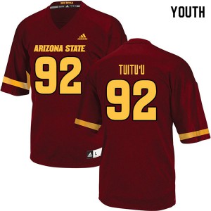 Youth Arizona State Sun Devils #92 Nami Tuitu'u Maroon Stitched Jerseys 920496-943