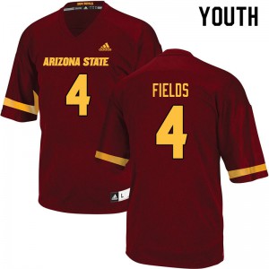 Youth Arizona State Sun Devils #4 Evan Fields Maroon Stitched Jersey 759328-314