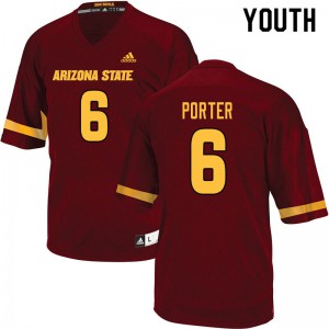 Youth Arizona State Sun Devils #6 Geordon Porter Maroon Football Jersey 660222-665