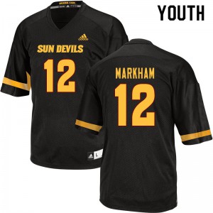 Youth Arizona State Sun Devils #12 Kejuan Markham Black College Jersey 362598-190