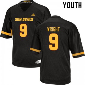 Youth Arizona State University #9 Stephon Wright Black Embroidery Jerseys 156251-366