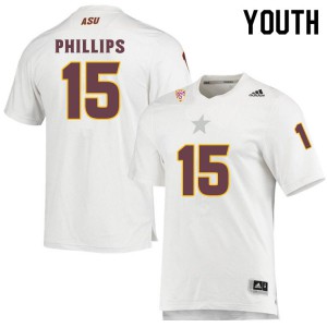 Youth Sun Devils #15 Cam Phillips White Embroidery Jerseys 327989-827