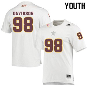 Youth Arizona State University #98 D.J. Davidson White NCAA Jersey 751671-665