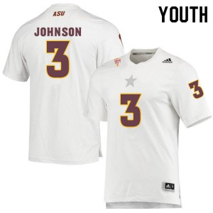 Youth Arizona State Sun Devils #3 Isaiah Johnson White Embroidery Jerseys 607174-865