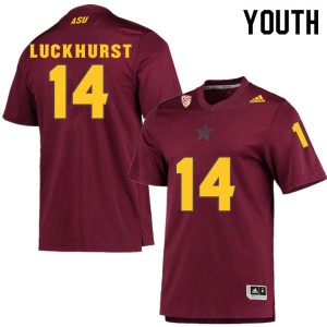 Youth Arizona State #14 Jack Luckhurst Maroon Stitch Jerseys 589025-393
