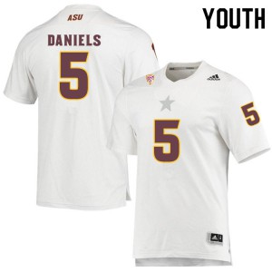 Youth Sun Devils #5 Jayden Daniels White Stitch Jerseys 650375-492