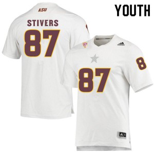 Youth Sun Devils #87 John Stivers White Official Jersey 565539-837