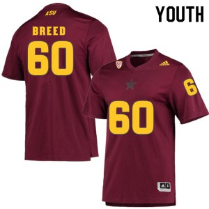 Youth Arizona State Sun Devils #60 Kyle Breed Maroon High School Jerseys 571707-152
