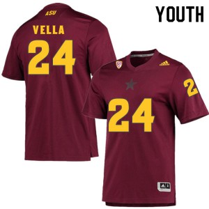 Youth Arizona State #24 Noah Vella Maroon Official Jersey 878724-201