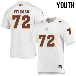 Youth Arizona State University #72 Sione Veikoso White Embroidery Jerseys 654273-913