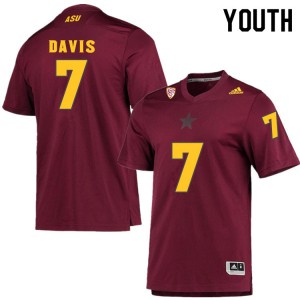 Youth Arizona State University #7 Timarcus Davis Maroon Stitched Jersey 740987-863