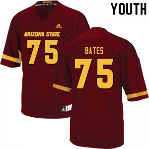 Youth Arizona State University #75 Alijah Bates Maroon Embroidery Jersey 779800-643