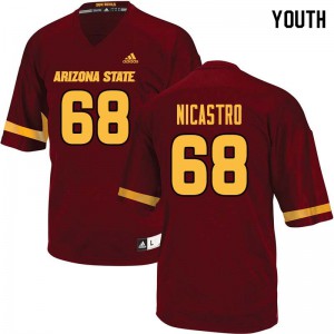 Youth Arizona State #68 Anthony Nicastro Maroon Embroidery Jersey 195108-618