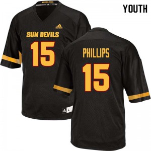 Youth Arizona State University #15 Cam Phillips Black Official Jersey 974594-522