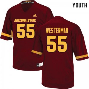 Youth Arizona State Sun Devils #55 Christian Westerman Maroon Official Jerseys 465636-325