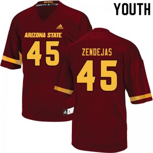 Youth Arizona State #45 Cristian Zendejas Maroon Official Jerseys 858389-377