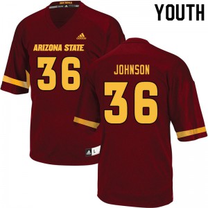 Youth Arizona State #36 Demarcus Johnson Maroon Stitched Jerseys 565099-442