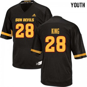 Youth Sun Devils #28 Demonte King Black Football Jersey 762983-530