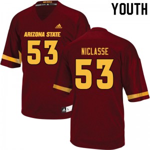 Youth Arizona State #53 Fritzny Niclasse Maroon Embroidery Jerseys 267764-542