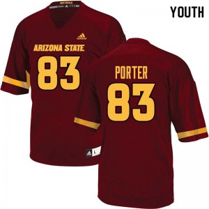 Youth Arizona State Sun Devils #83 Geordon Porter Maroon Stitched Jerseys 380869-516