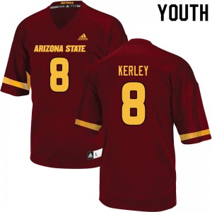 Youth Arizona State University #8 Jordan Kerley Maroon Stitch Jerseys 411544-889