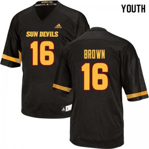 Youth Arizona State Sun Devils #16 Kevin Brown Black Official Jerseys 529926-565