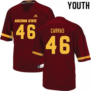 Youth Arizona State University #46 Oliver Carras Maroon Stitch Jersey 287500-511